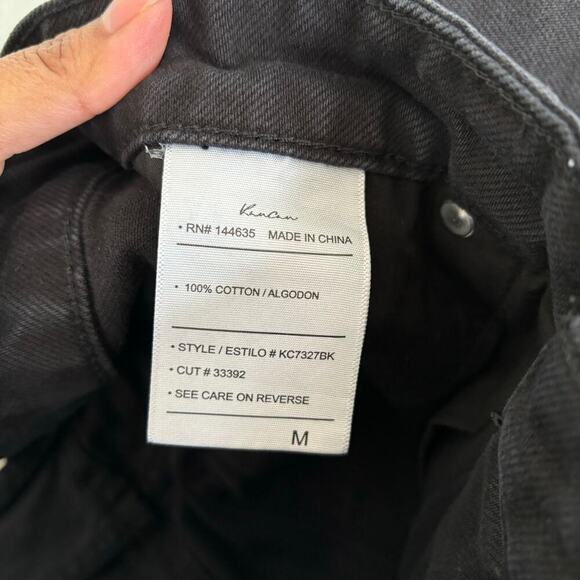 KanCan Tanner Mid Rise Shorts Denim Size Medium Distressed Black Cuffed Hem - Picture 9 of 11